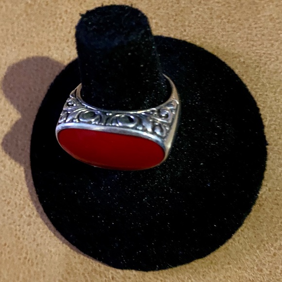 NWOT❣️Red Coral & Sterling Silver Ring❣️ - Picture 6 of 7